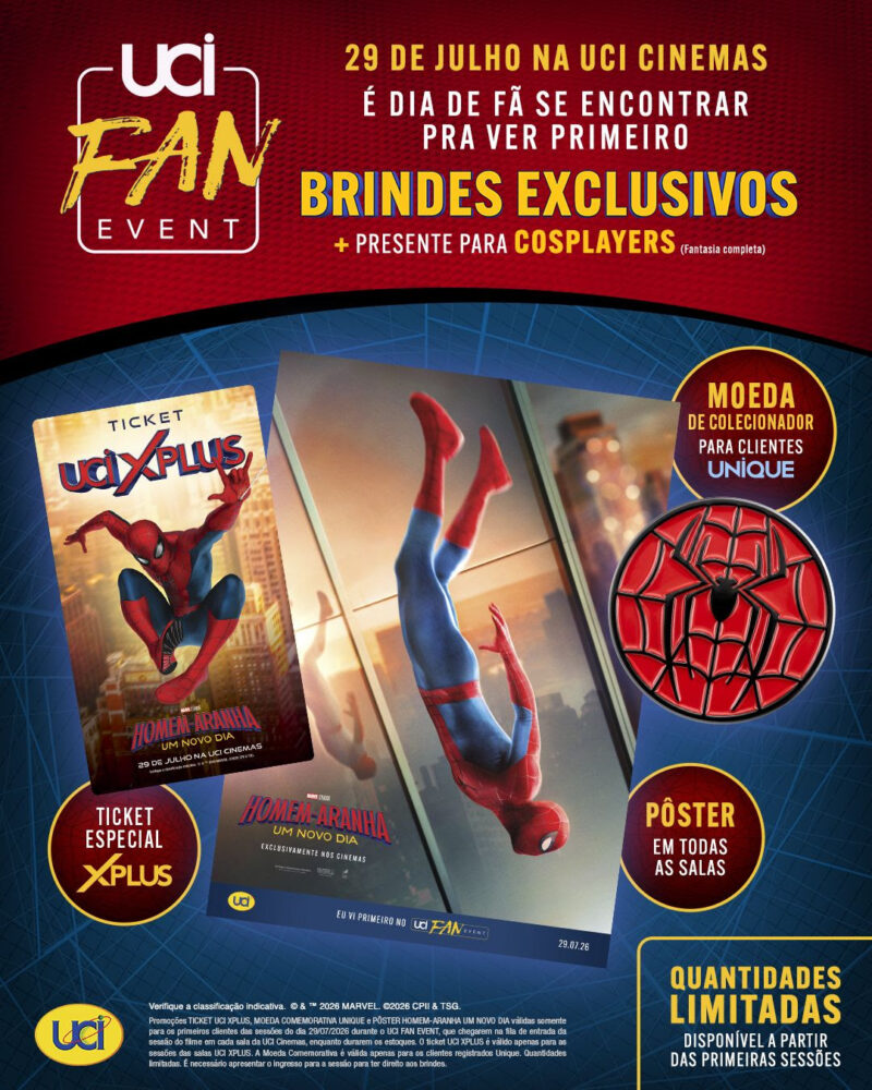 UCI divulga brindes especiais para estreia de “Homem-Aranha: Um Novo Dia”