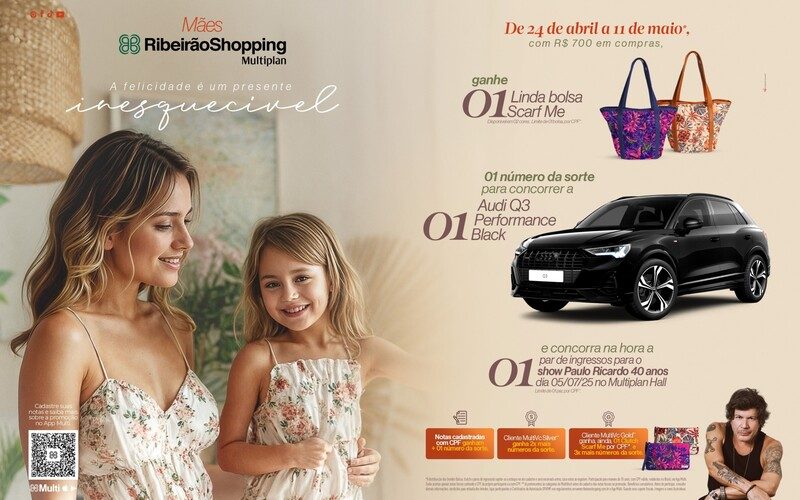 Campanha de Dia das Mães do RibeirãoShopping vai sortear um Audi Q3 e entregar brindes exclusivos