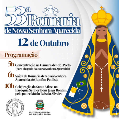 53ª Romaria de Nossa Senhora Aparecida acontece neste sábado (12) e deve reunir milhares de fiéis