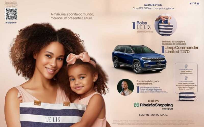 RibeirãoShopping terá sorteio de carro para o Dia das Mães, pares de ingressos para show e bolsa como brinde para os clientes