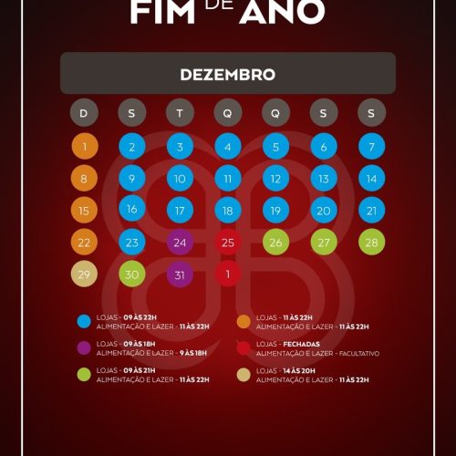 Horários especiais de funcionamento do ShoppingSantaÚrsula no mês de dezembro