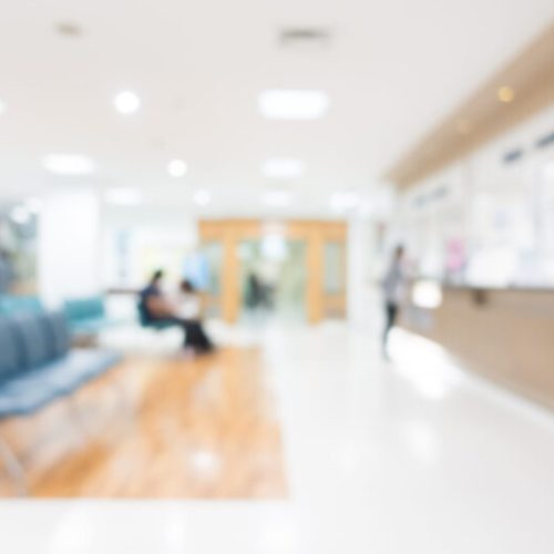 Abstract blur hospital and clinic interior for background