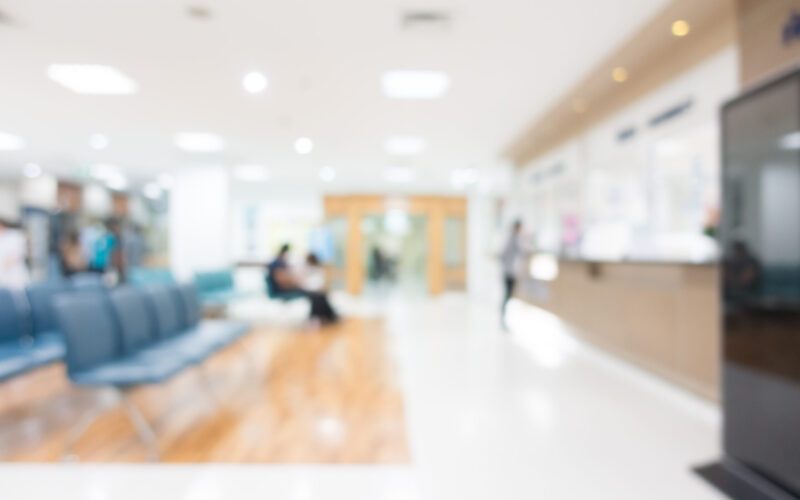 Abstract blur hospital and clinic interior for background