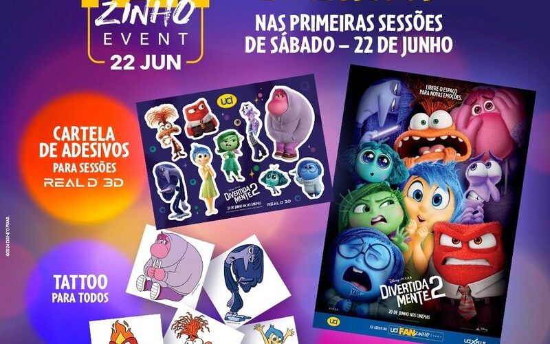 “Divertida Mente 2” terá Fanzinho Event na UCI com brindes exclusivos no dia 22 de junho