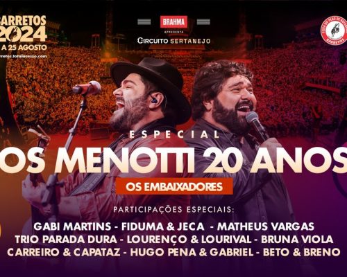 Festa do Peão de Barretos: embaixadores Cesar Menotti & Fabiano fazem show inédito com convidados na quarta, 21/08