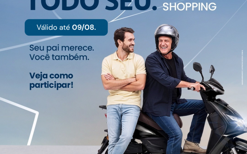 Dia dos Pais no Novo Shopping terá sorteio de cinco scooters elétricas e presente exclusivo para clientes